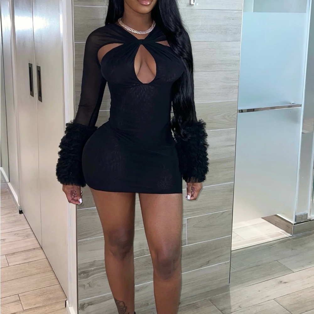 Elegant Black Cut-Out Dress